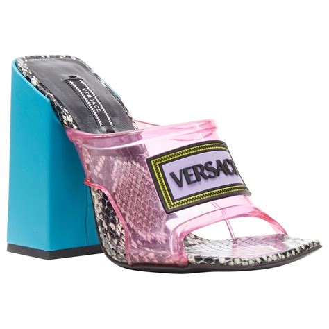 versace block heels|versace pink label.